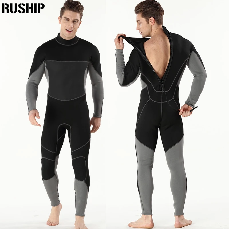 

Men 3MM Neoprene Long Sleeve Spearfishing Snorkeling One Piece Elastic Diving Suits Warm Keeping Patchwork Rash Guards Swimwear