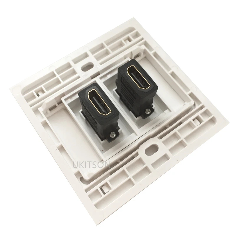 Panneau mural Compatible HDMI 2 Ports, prise Audio-vidéo 4K HDMI2.0 86x86mm pour projecteur HDTV PS4/Xbox, systèmes de cinéma maison
