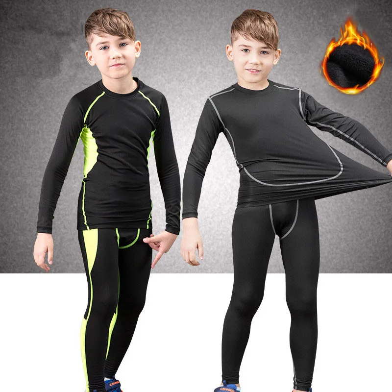 Novo inverno conjunto de roupa interior térmica crianças mais veludo quente thermo roupa interior masculino longo johns meninos menina sorte johns fitness