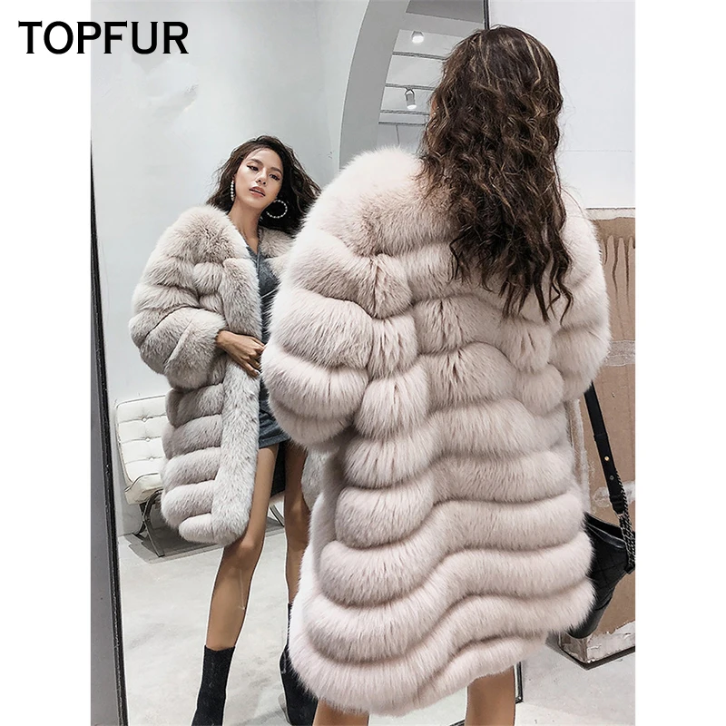 TOPFUR Nữ Thật Lông Da Thật Chính Hãng Da Top Chất Lượng Cao Cấp Mùa Đông Tự Nhiên Cáo Lông JacketThick Thực Cáo Lông Khoác Ngoài Cơ Bản 2020