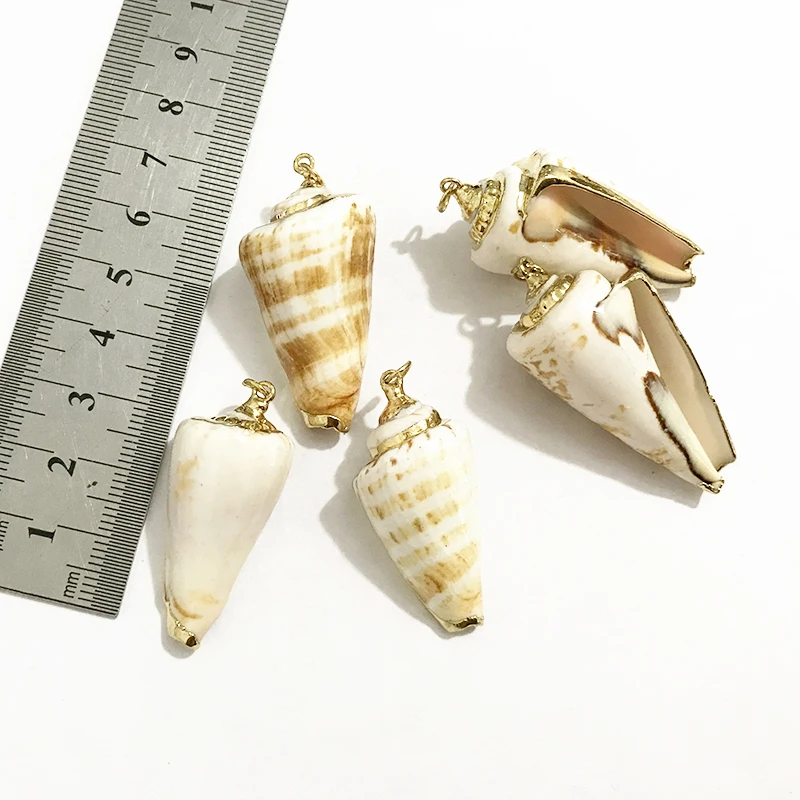 5pcs/Lot Natural Seashell 20x40MM Eletroplated Trumpet Shell  Conch Shell Pendant DIY Jewelry Making 2019