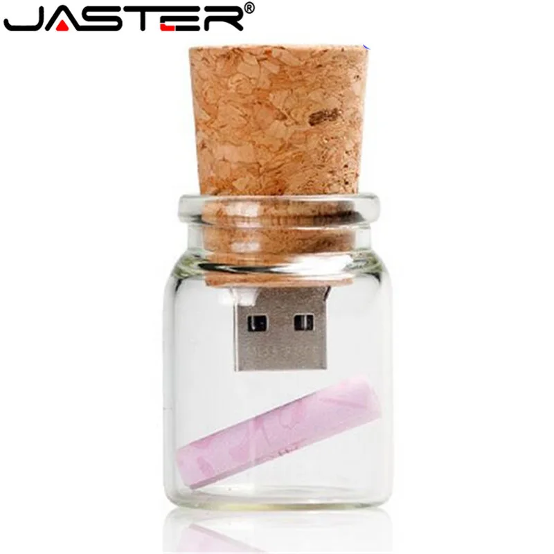 

JASTER( free logo)wishing bottle USB 2.0 flash drive pendrive 4GB 8GB 16GB 32GB 64GB glass memory stick U disk wedding