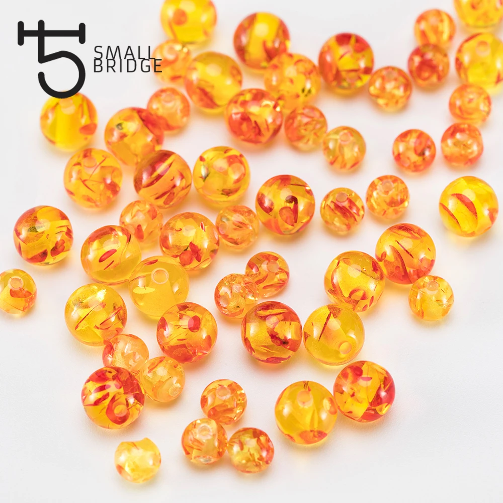 8mm Gold Color Plastic Acrylic Beads For Jewelry Making DIY Bracelet Material Round Resin Spacer Beads Wholesale Q201