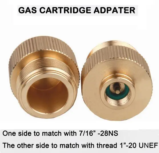Gasflaschen-Konverter 1"-20 UNF Adapter Lindal-Ventil Gasflasche auf 7/16"-28UNF Grüner Propantank Schweißbrenner MAPP-Gasflaschen – Detail 3