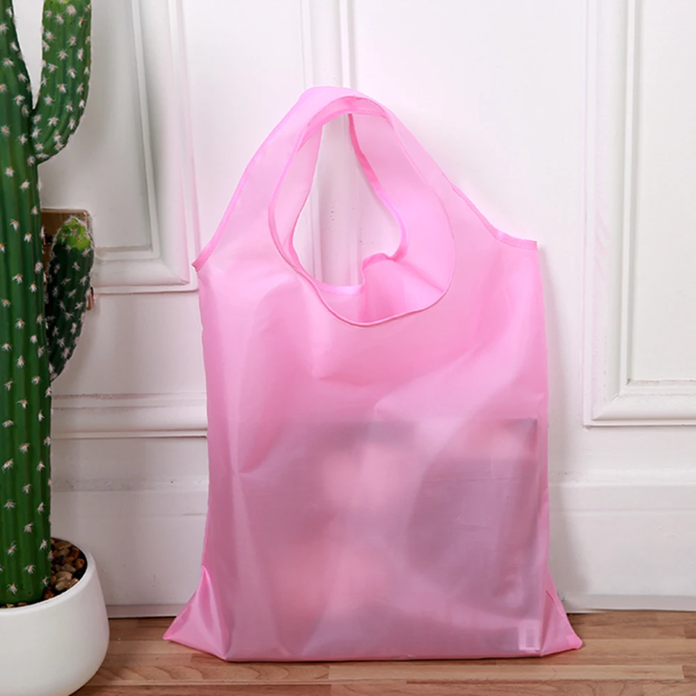 Einkaufstasche, einfarbig, umweltfreundlich, faltbar, wiederverwendbar, tragbar, Schultertasche, Polyester, für Reisen, Lebensmittelgeschäft – Detail 5