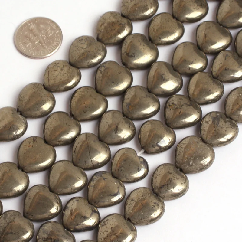 heart shape natural pyrite stone beads natural stone beads DIY loose beads for jewelry making strand 15 inches wholesale !