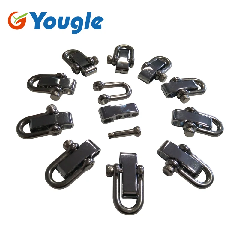 

YOUGLE Adjustable U-shaped O-shaped Hand polished Stainless Steel Shackle Buckle for Paracord survival bracelet 10pcs/lot