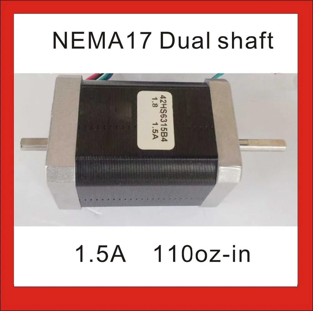 NEMA 17 Dual Shaft  Stepper 110 oz-in  Body Length 63mm CE Rohs NEMA17 Motor CNC 3D Printer Motor