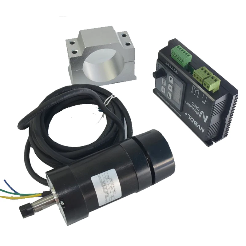 Moteur de broche sans balais pour Machine à graver, Kit d'entraînement avec panneau de commande, moteur de broche sans capteur 48V cc