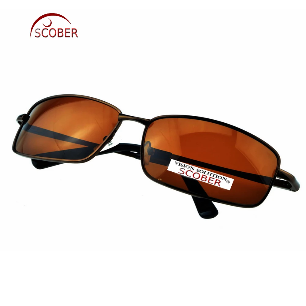 Rectangular Brown Polarized Sunglasses  Lens Eyeglasses Spring Hinge Driving Vintage Male Google Eyewear