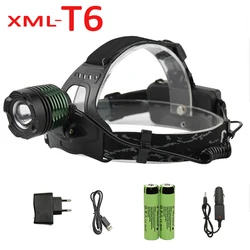 1000LM  XM-L T6 LED Headlamp Adjustable Zoom Headlight Torch Flashlight + 18650 Battery + Charger