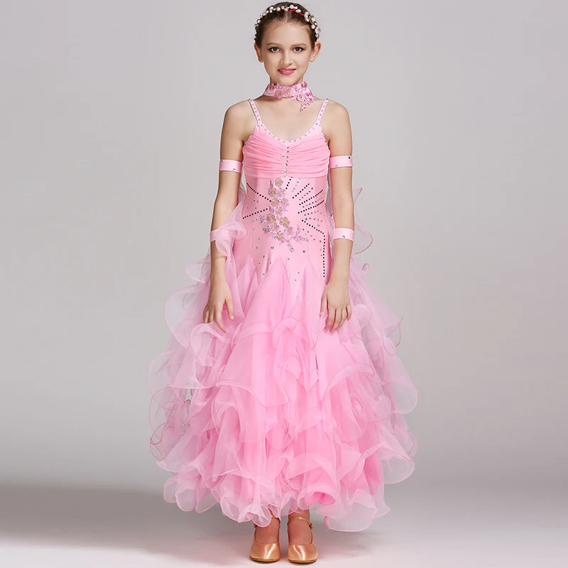 Pink Fairy Ballroom Dress Children Dance Costumes Dance Dress For Girls Ballroom Dancing Dresses For Kids Waltz Dress