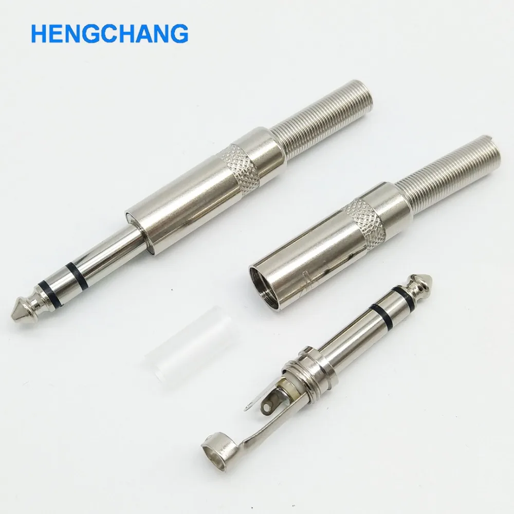 Conector de microfone Jack, estéreo, 3Pin, 6,5mm, 1/4, 10pcs, Lot