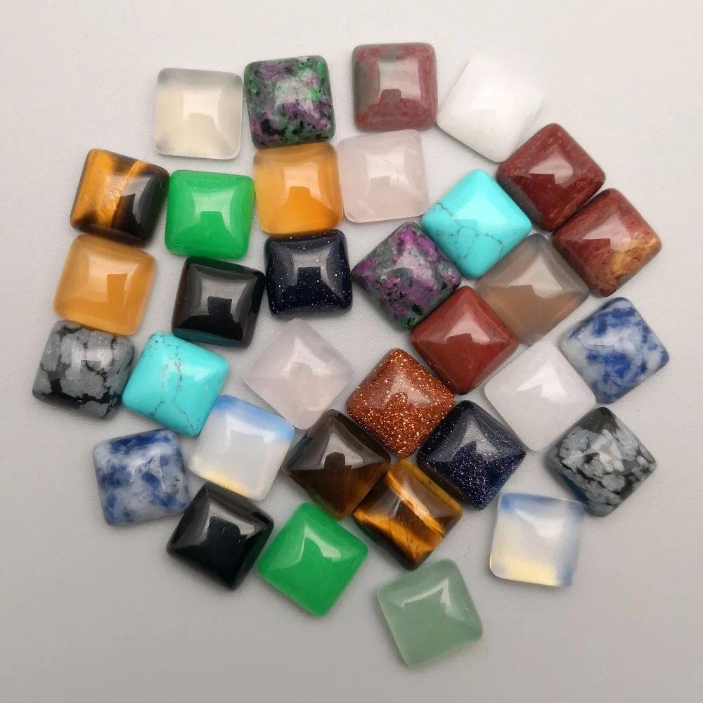 Sprzedaż hurtowa 50 szt. Mody 10x10mm z naturalnej mix kamieni kwadratowej kabiny koraliki typu kaboszon bez otworu na biżuterię akcesoria darmowa wysyłka