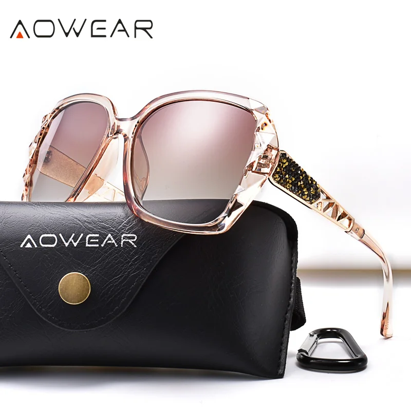 Women's Luxury Gradient Oversized Sunglasses Women Polarized Square Vintage Sun Glasses Ladies Diamond Shades gafas de sol mujer