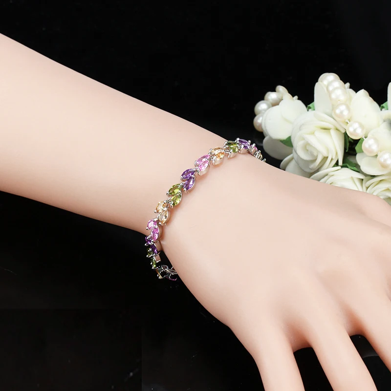 CWWZircons Neuer Trend 2026 Zirkonia-Schmuck Silberfarbener Blatt-Anhänger CZ-Kristall Damen-Armbänder Großhandel S0003 – Detail 16