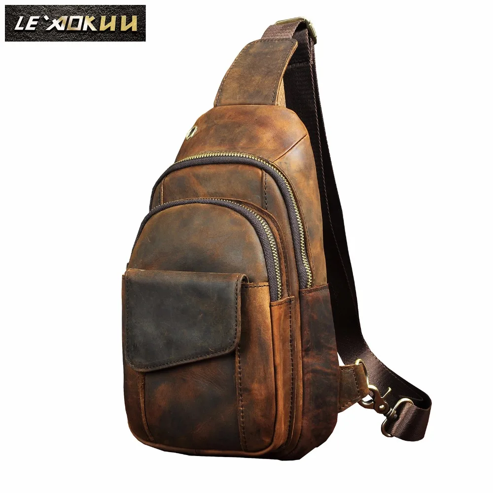 Mala de couro de cavalo louco para homens mochila de ombro para viagem, moda casual original, design masculino 8013-d