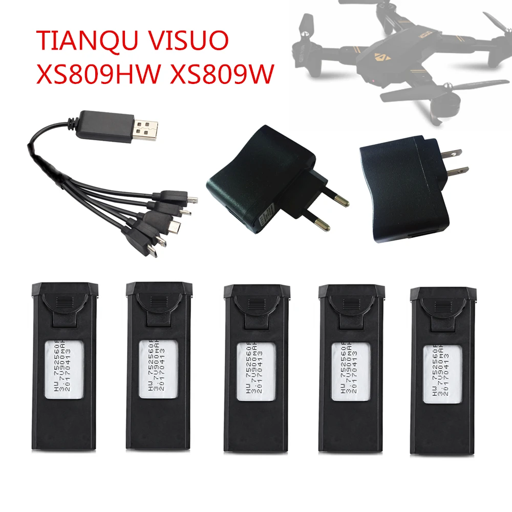 3.7V 900Mah Lipo Oplaadbare Drone Batterij Voor Tianqu Visuo XS809 XS809S XS809HW XS809W Rc Quadcopter Onderdelen Accessoires