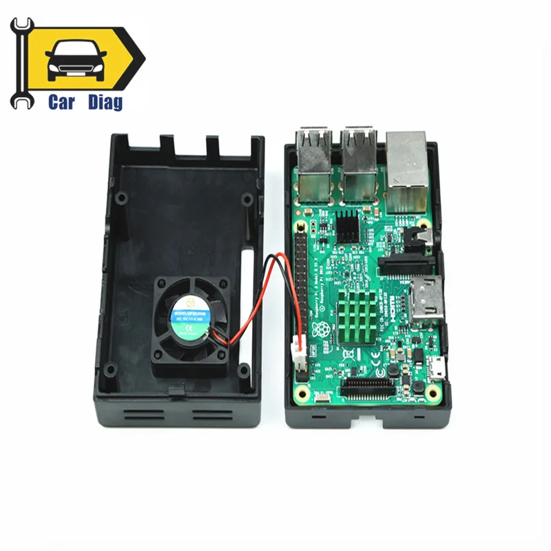 Original Black ABS Case Enclosure Box With Mini Cooling Fan and Heatsink Kit For Raspberry Pi 3B