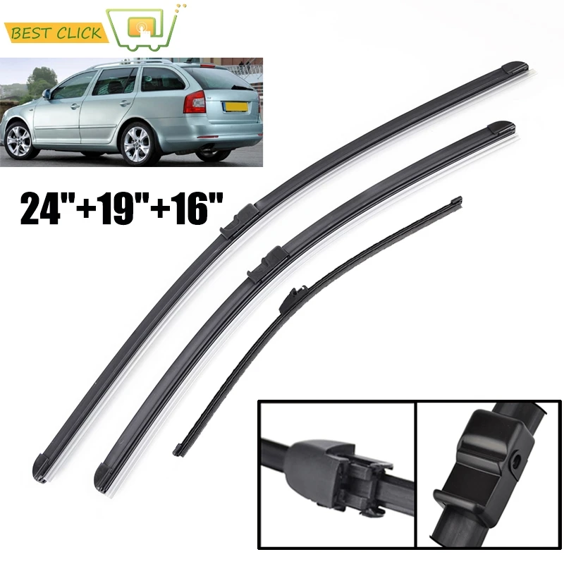 Misima Windshield Wiper Blades Set For Skoda Octavia MK2 2004 - 2013 Front Rear Window 2005 2006 2007 2008 2009 2010 2011 2012