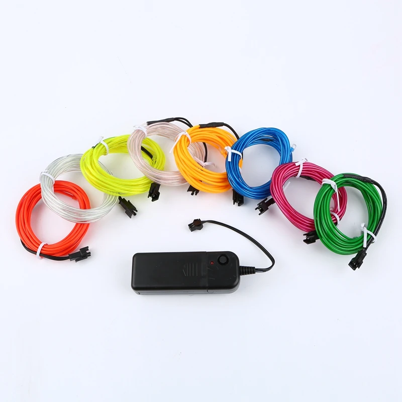 1m/3m/5M 3V Flexible Neon Light Glow EL Wire Rope tape Cable Strip LED Neon Lights Shoes Clothing Car waterproof led strip New