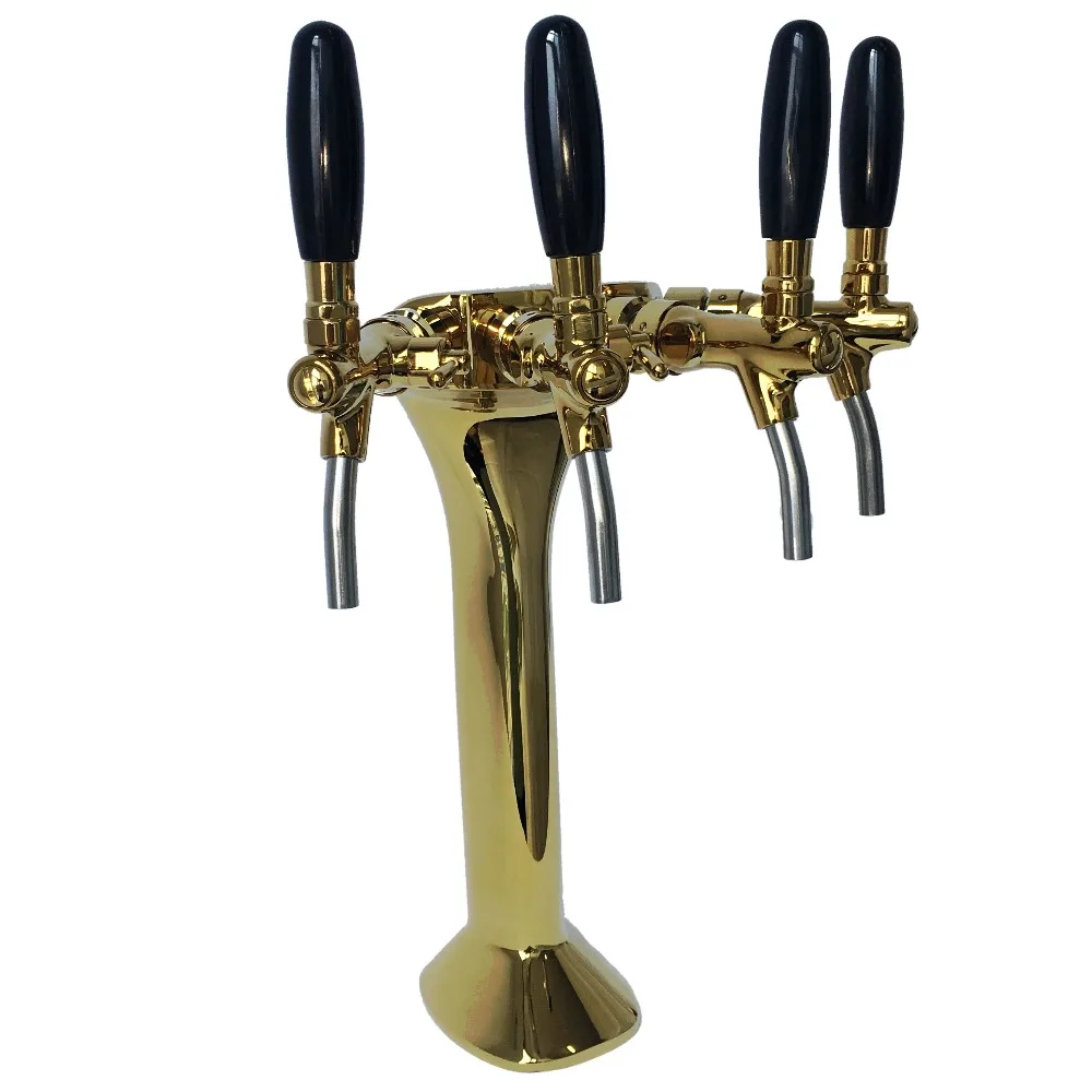 Cobra Shape 4 Stainless Steel Gold Taps Beer Column