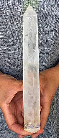 250mm    Natural Clear Quartz Obelisk Crystal Wand Point Healing++++