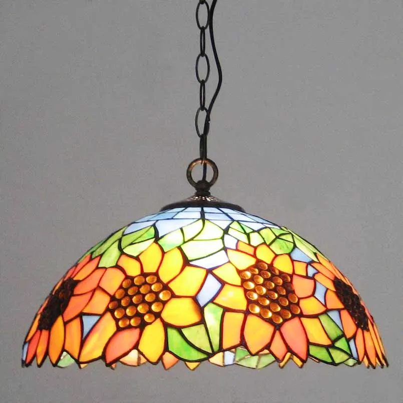 Living Room Pendant Lamps Tiffany Sunflower Country Rustic Restaurant Pendant lights Dining Room Bar Counter Drop lights