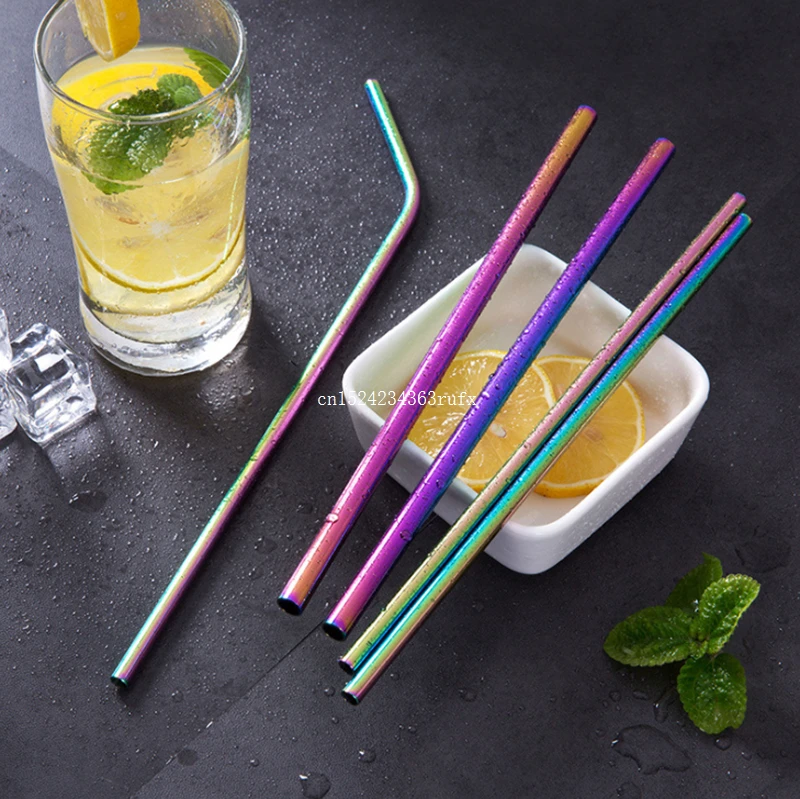 100pcs Reusable Metal Drinking Straws Colorful Straws Stainless Steel Sturdy Bendy or Upright Drinks Straw for Mugs