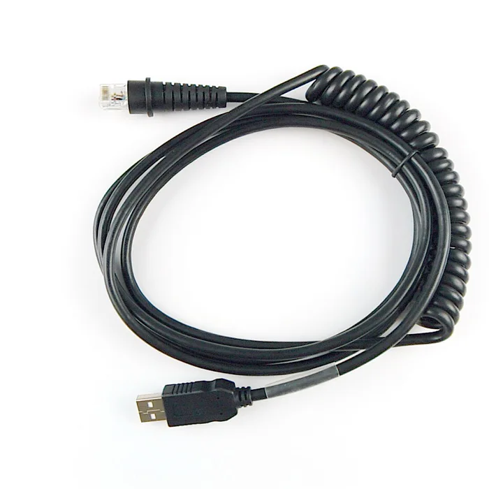 2pcs PS2 to USB BarCode Scanner Spiral Cable,3M(10feet),For Honeywell HHP 3800g3800r382032004600g4600r48204600Q