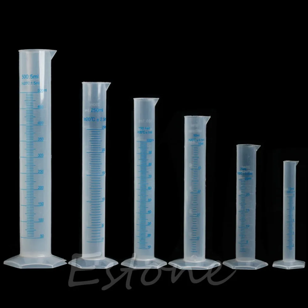 New Fashion Plastic Measuring Cylinder Trial Liquid Tube Laboratory Test Graduated Jar Tool 25ml-500ml