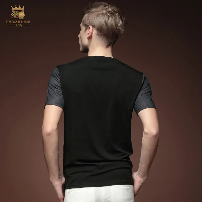 Free Shipping New Male fashion man's casual Black short sleeved T-shirt in summer slim V shirt collar Korean On Sale 15626