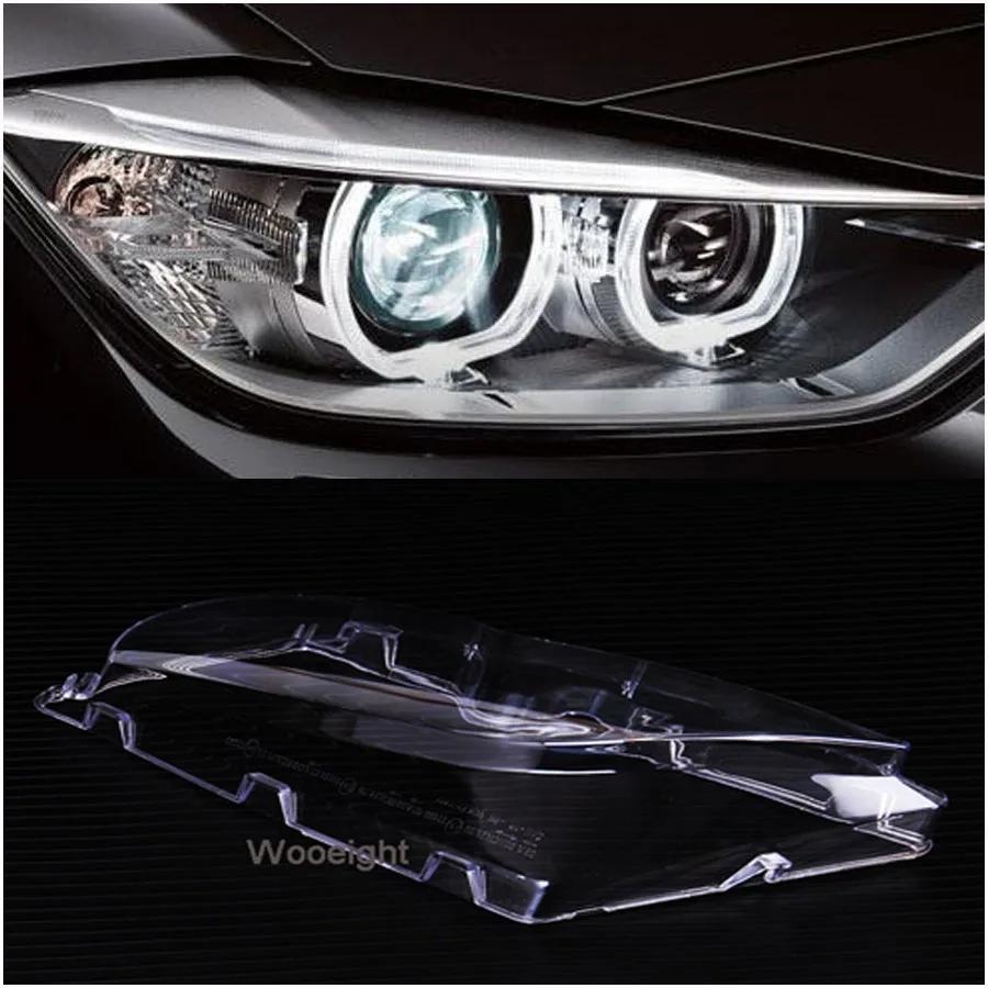 Wooeight 1Pc Right Lights Headlight Lens Shell Head Light Lamp Cover Lampshade Replacement For -BMW E46 4 Door 02-05 63126924046