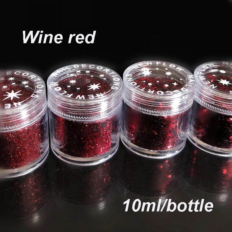 Wino czerwone 0.2/0.4/1/1.5mm UV do paznokci Glitter Powder pył Platinum Shimmer z łbem sześciokątnym cekiny w proszku 4 rozmiary do wyboru #408