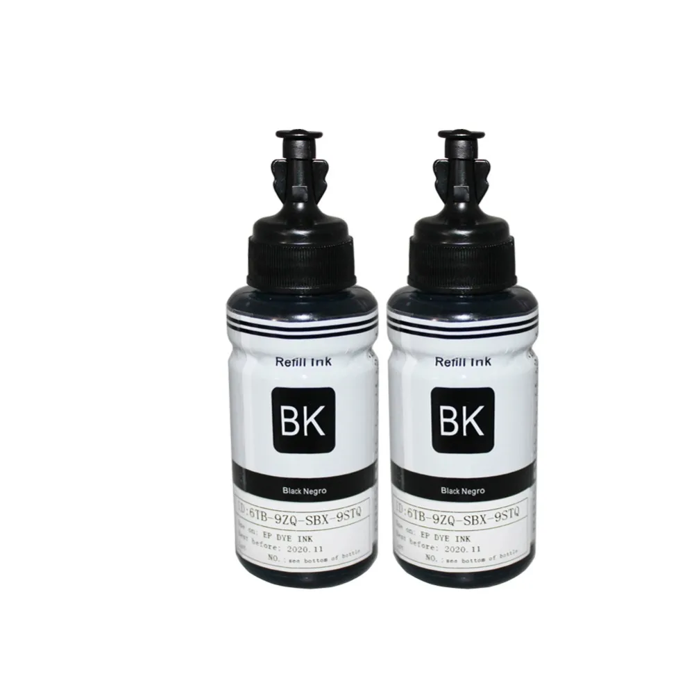 Compatible 2PK Black refill dye ink kit for Epson L100 L110 L120 L132 L210 L222 L300 L312 L355 L350 L362 L366 L550 L555 L566