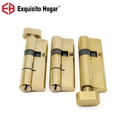 Gold Brass Lock  Cylinder Hardware Indoor Door Lock with Extended 3pcs Key in Various Sizes 70/75/80/85/90/95/100mm