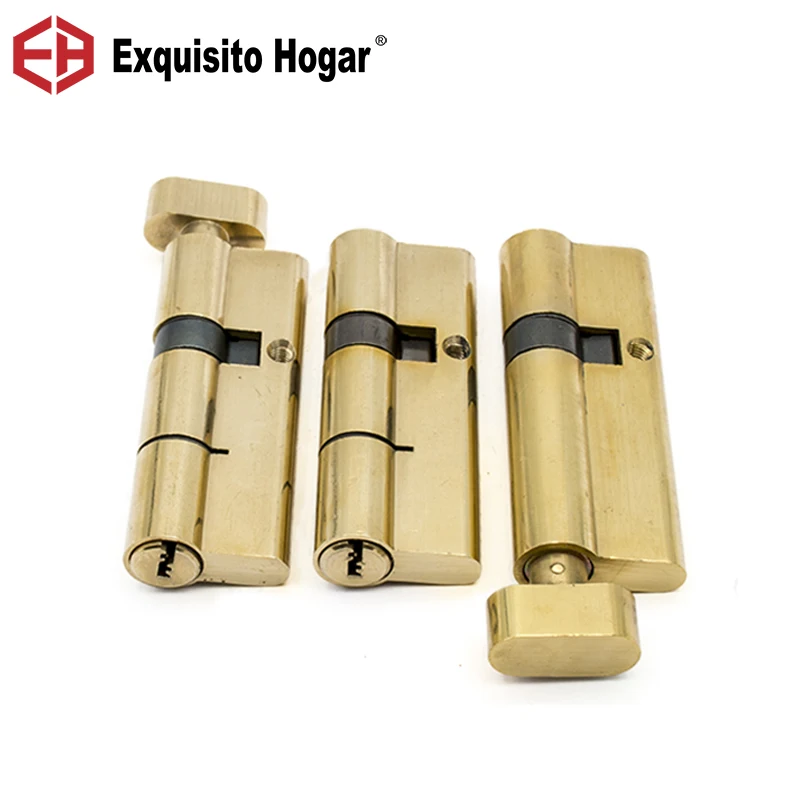 Gold Double Single Open Cylinder Hardware Indoor  70/75/80/85/90/95/100mm Lock Door Cylinder Brass Lock  Extended 3pcs key