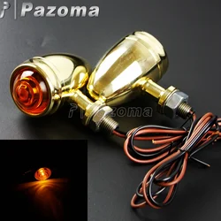 10mm Bolt Brat Solid Brass Motorcycle Bulb Turn Signal Indicator Lamp Amber Light for Harley Honda Suzuki Kawasaki Cafe Racer