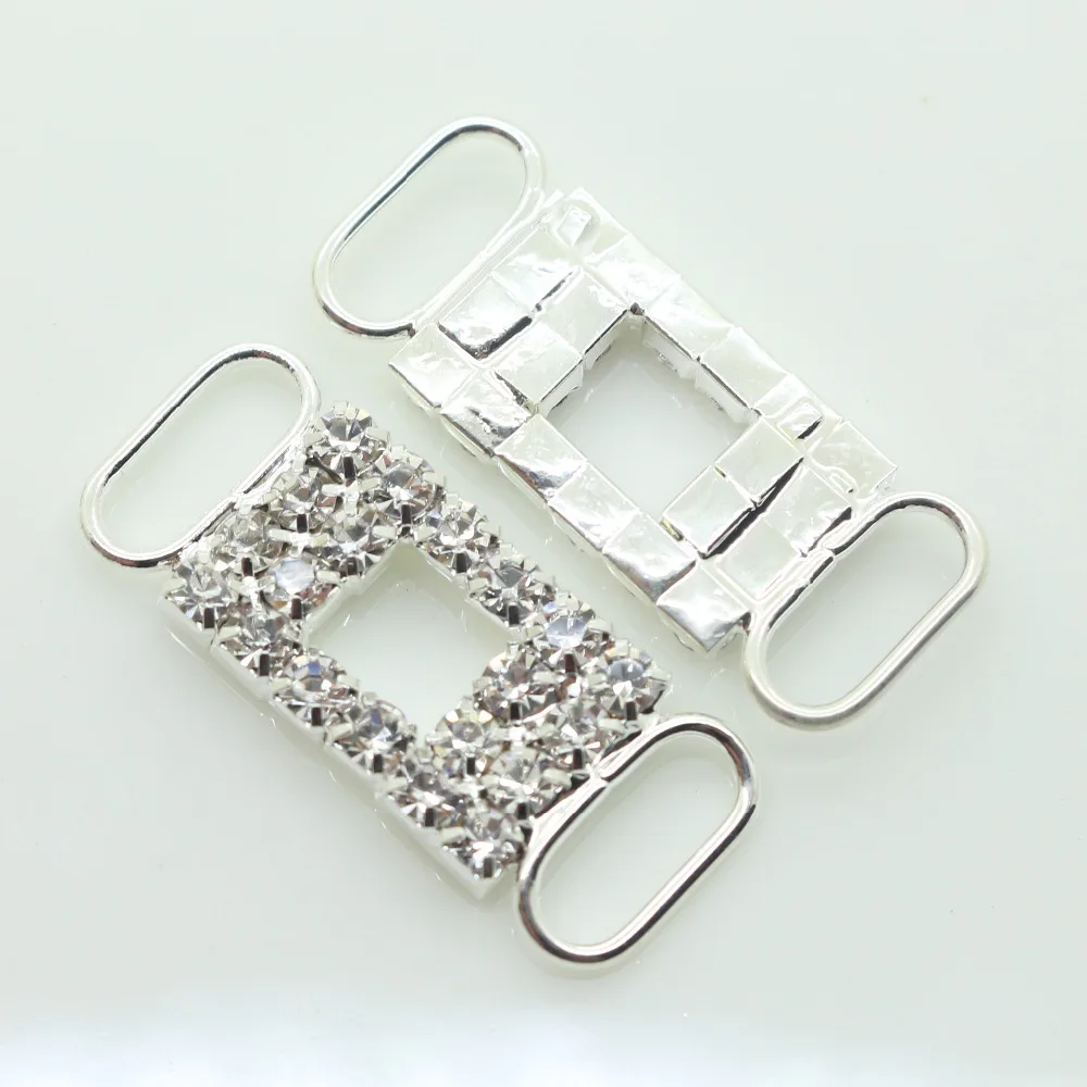 Silver Rhinestone Bikini Buckle Sew-on Swimwear Bikini Connector Bag Shoes Clothing Buckle Crystal Beachwear New 10x30mm, 10 Pcs