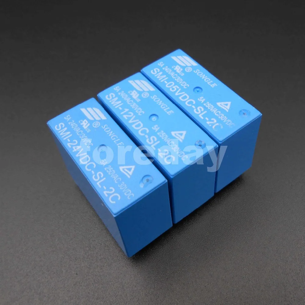 50PCS SONGLE Power Relay SRS PCB 8 Pins 5A 10A 5V 12V 24V SMI-05VDC-SL-2C SMI-12VDC-SL-2C SMI-24VDC-SL-2C 50PCS/LOT *FD791-793