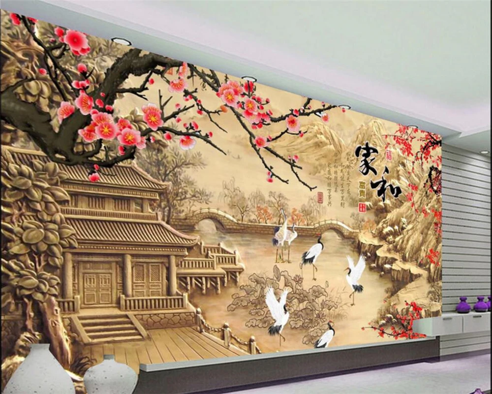 

Custom wallpaper home and wealthy crane, 3D photo wallpaper mural bedroom living room TV wall 3D wallpaper Beibehang