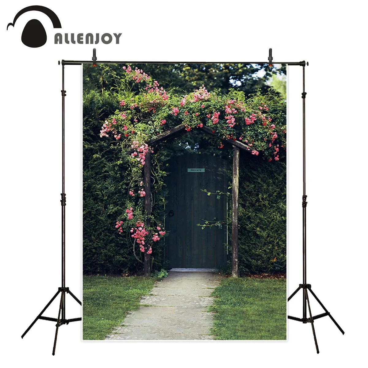 Allenjoy – arrière-plan pour photographie de mariage, jardin, parc, porte de printemps, prairie, arrière-plan romantique pour séance photo, accessoires photo