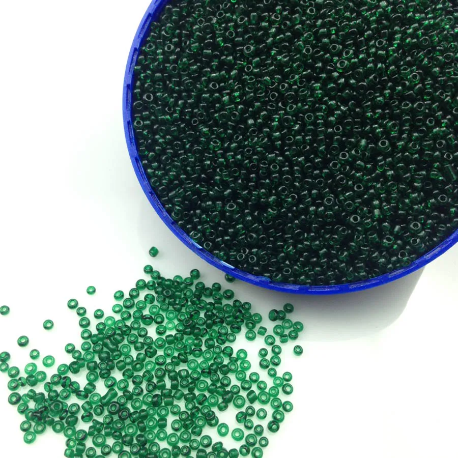 16g 1000pcs 2mm Dark Green Transparent Round Loose Spacer Beads Cezch Glass Seed Beads Handmade Jewelry Making DIY Garment Bead