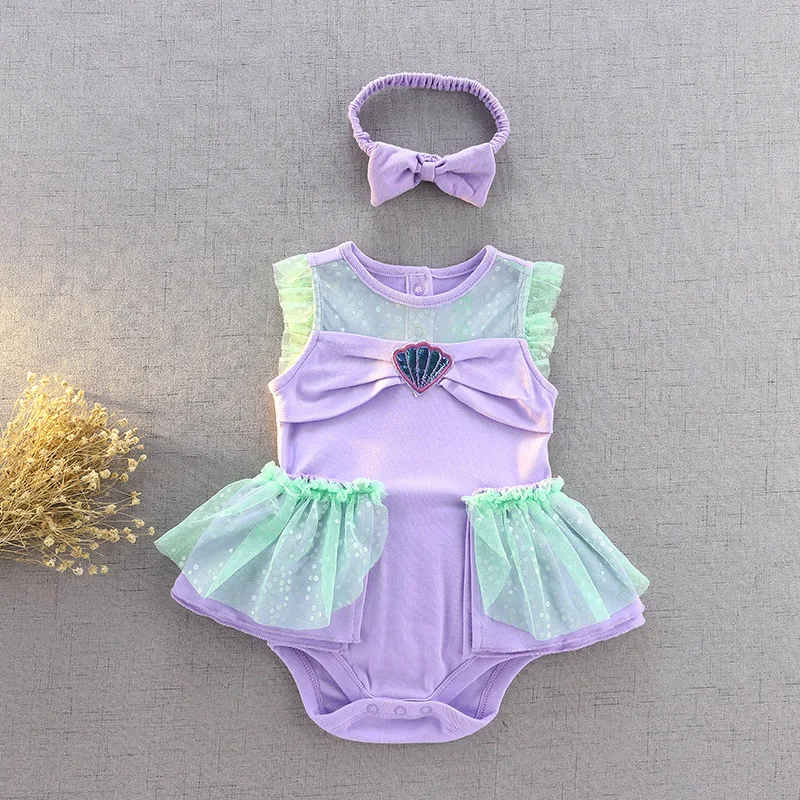 Baby Girl Clothes Summer Newborn Baby Rompers Bodysuit 1st Birthday Party Dress For Baby Girl Mermaid Snow White Baby Costume