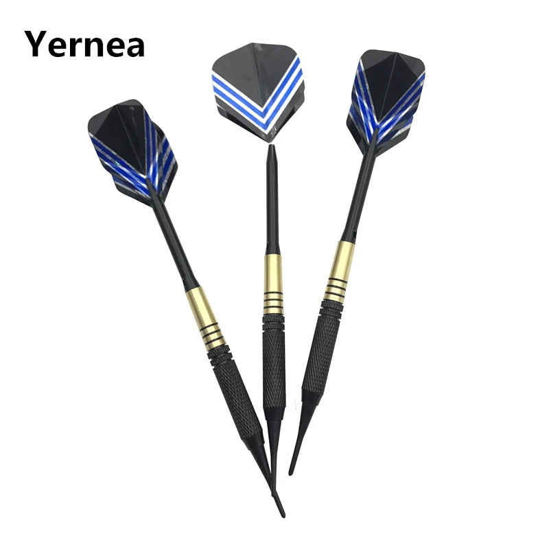 Yernea 3Pcs/set High-quality 19g soft Tip Darts Indoor Sports Dart Shooting competition Brass body Aluminum Alloy shaft