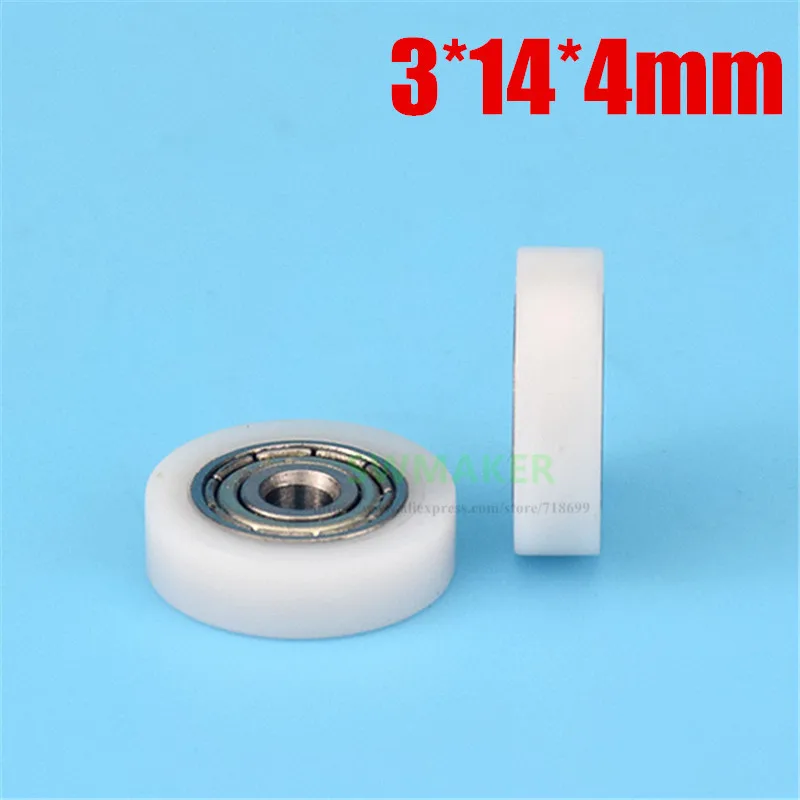 1pcs 3*14*4mm POM plastic bearing pulley, 623ZZ, inner hole 3mm, plane roller, plastic wheel