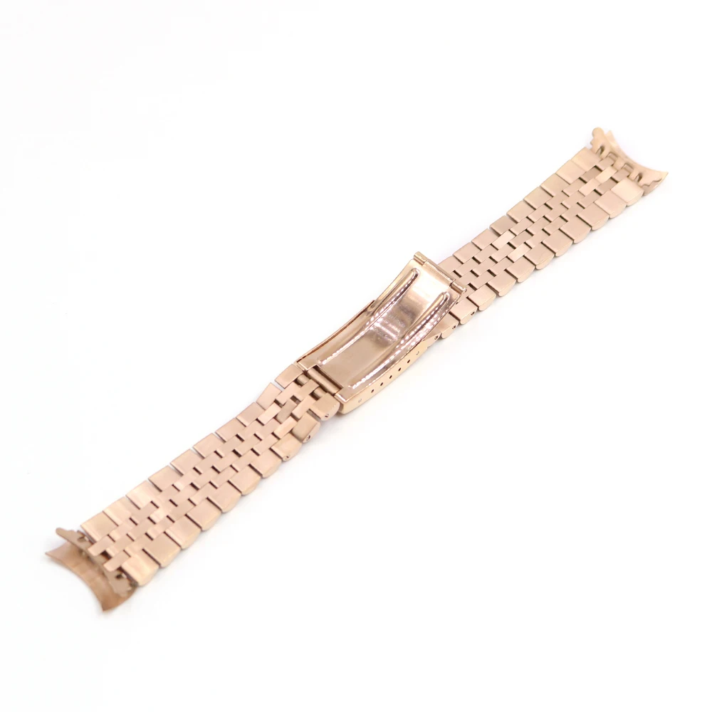 CARLYWET 13 17 19 20 22mm Hollow Curved End Solid Screw Links Rose Gold Steel Replacement Watch Band Bracelet For Jubliee