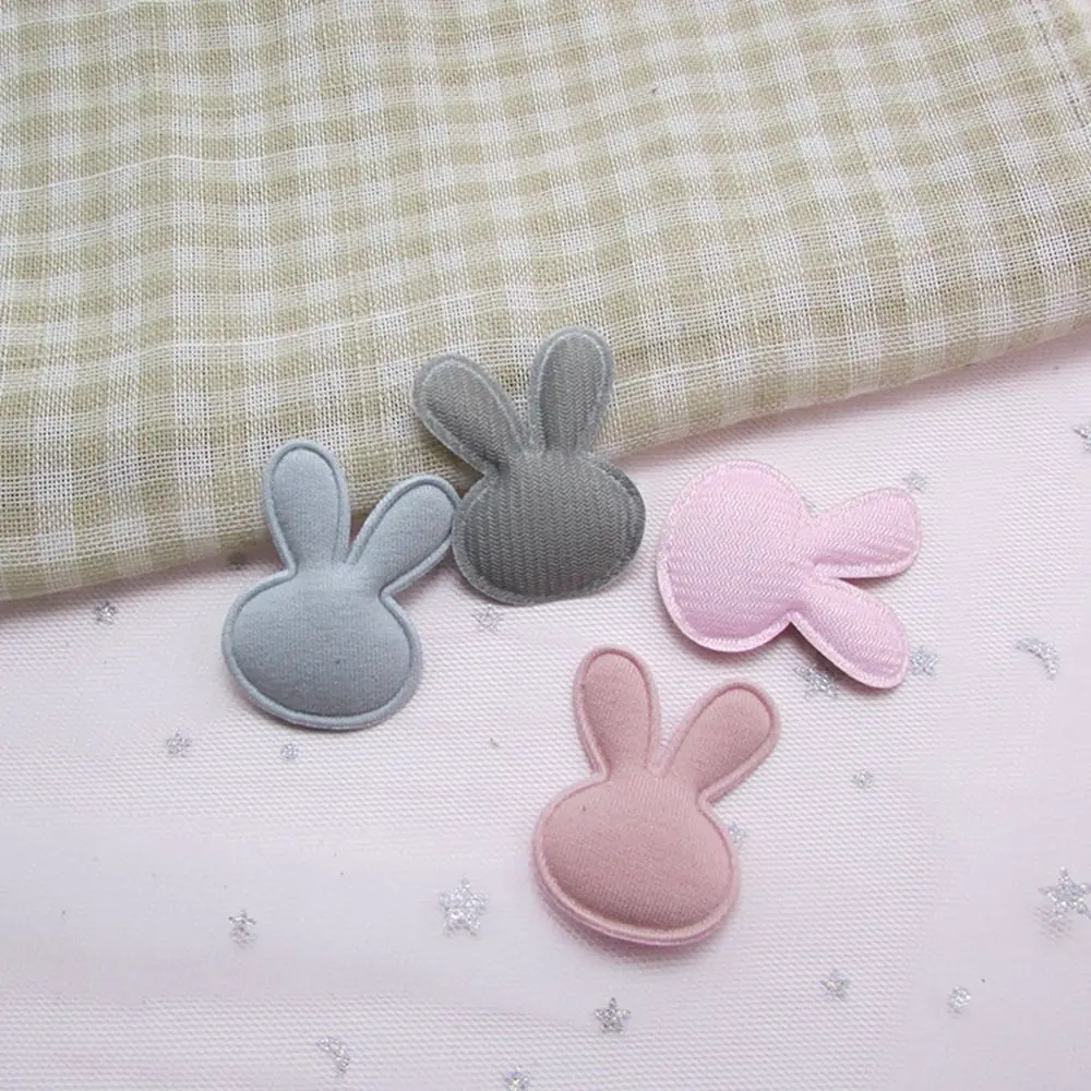 100pcs/lot Linen fabric Cartoon Princess Rabbit Bunny Padded Appliques Patches for garment shoe DIY Headwere Accessory