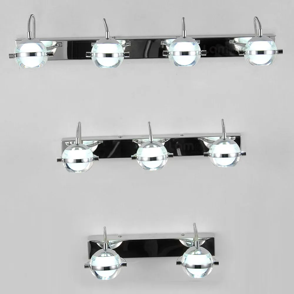 

Modern Chrome LED Bathroom Wall Lights Acrylic Lampshade Mirror Front Wall Sconces Washroom Cabinet LED Wall Lighting Fixtures