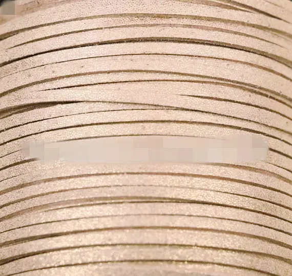 Free Shipping 100Yds Glitter Metallic Light Brown Flat faux Leather Suede Cord, 3mm Cord,Faux Suede Cord for Bracelets 3mm